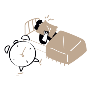 アラームを嫌がる男性のイラスト