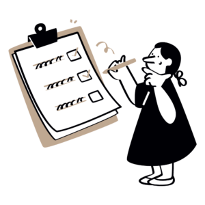 リストにチェックを入れる女性のイラスト