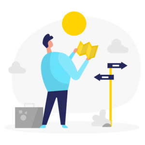 地図を見る男性のイラスト